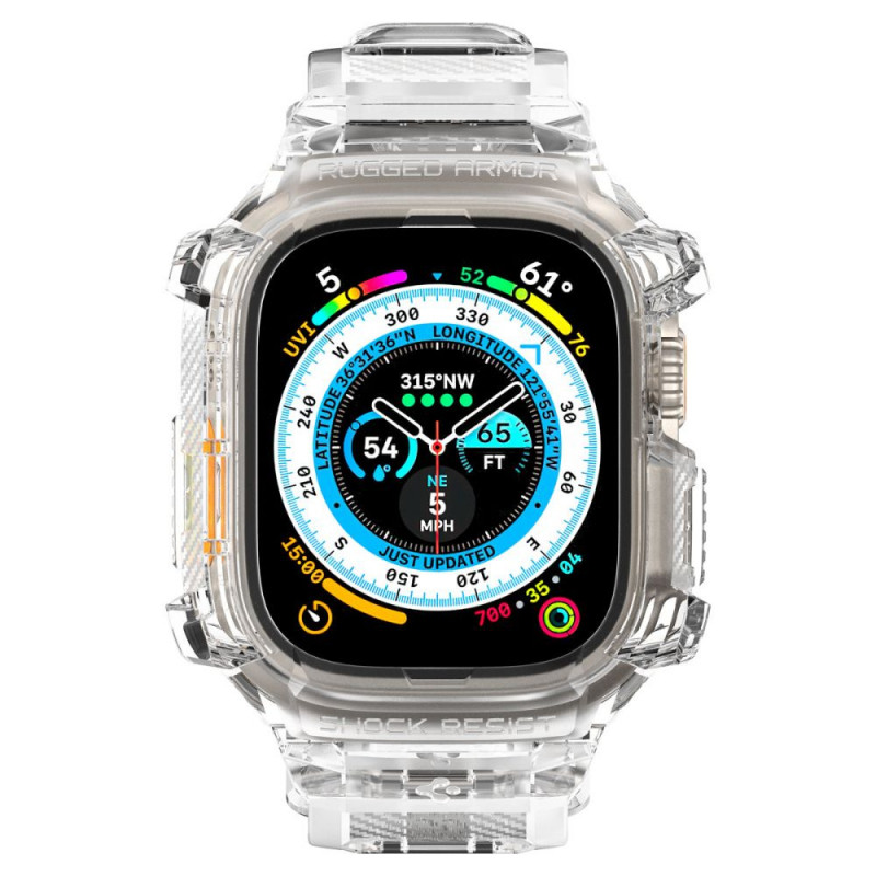 Θήκη με λουρί Spigen Rugged Armor Pro για Apple Watch Ultra 49 mm, Crystal Clear
