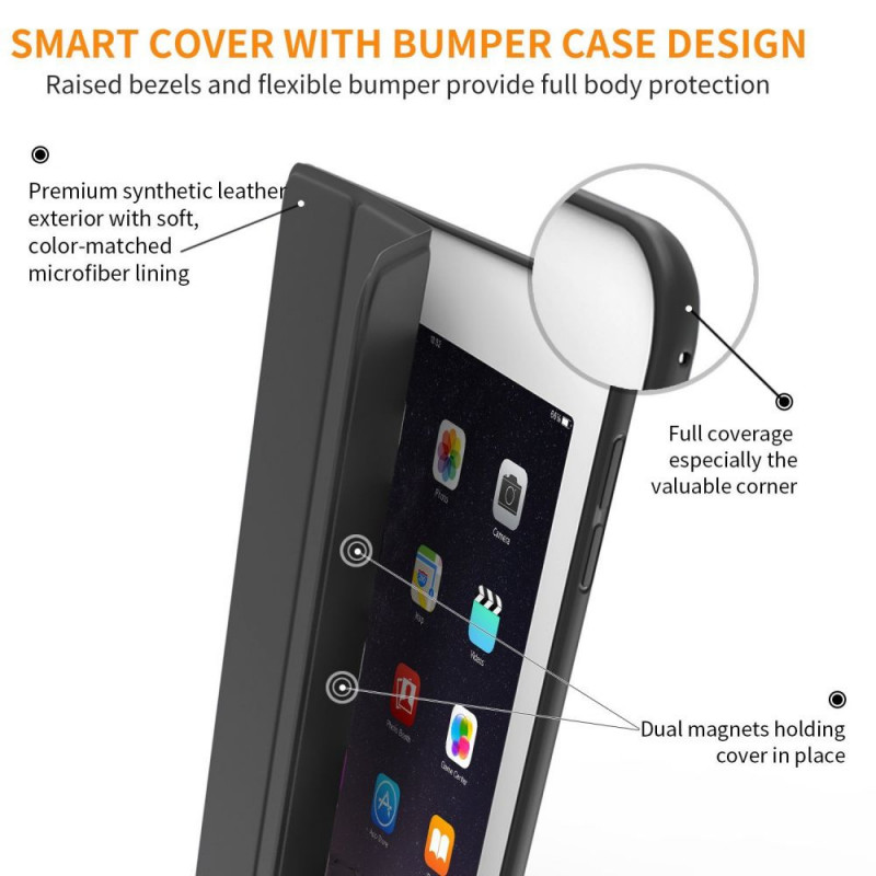 Θήκη Tech-Protect Smartcase THP770BLK για Apple iPad 9.7 (2017/2018, 5ης/6ης γενιάς), μαύρη