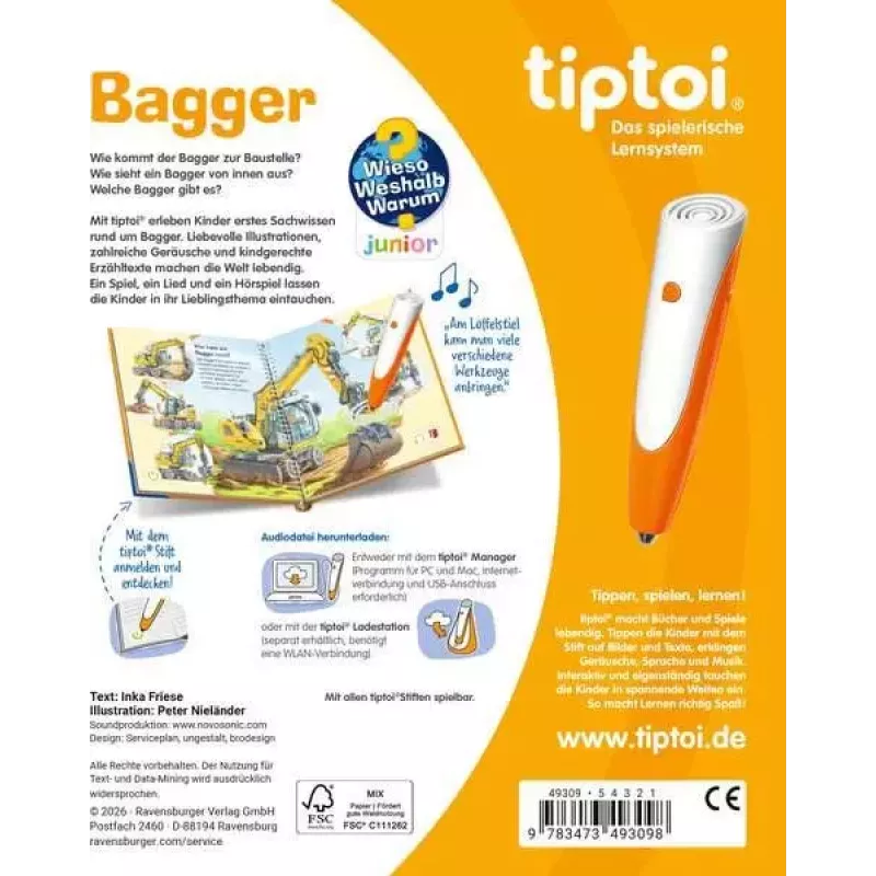Ravensburger tiptoi Wieso? Weshalb? Warum? Bagger, γερμανική έκδοση