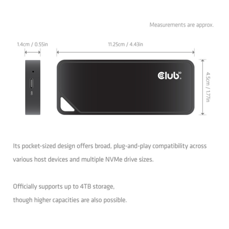 Θήκη Club3D CAC-2510 M.2 NVMe SSD με ανεμιστήρα, USB4