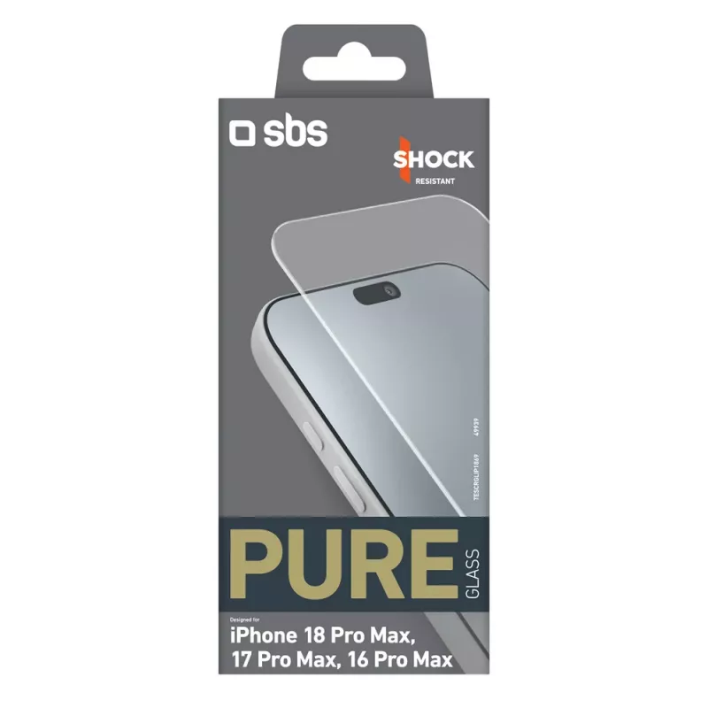 sbs mobile SBS Pure Glass Ενισχυμένο Γυαλί για iPhone 18 Pro Max / 17 Pro Max / 16 Pro Max (1 τεμ.)