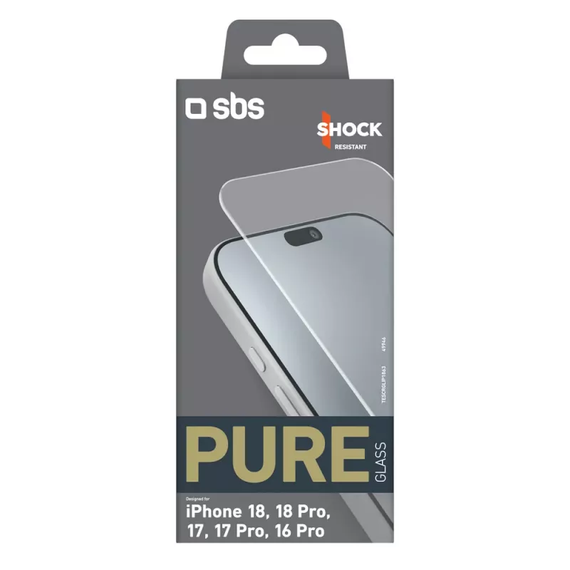 sbs mobile SBS Pure Glass Ενισχυμένο Γυαλί για iPhone 18 / 18 Pro / 17 / 17 Pro / 16 Pro (1 τεμ)