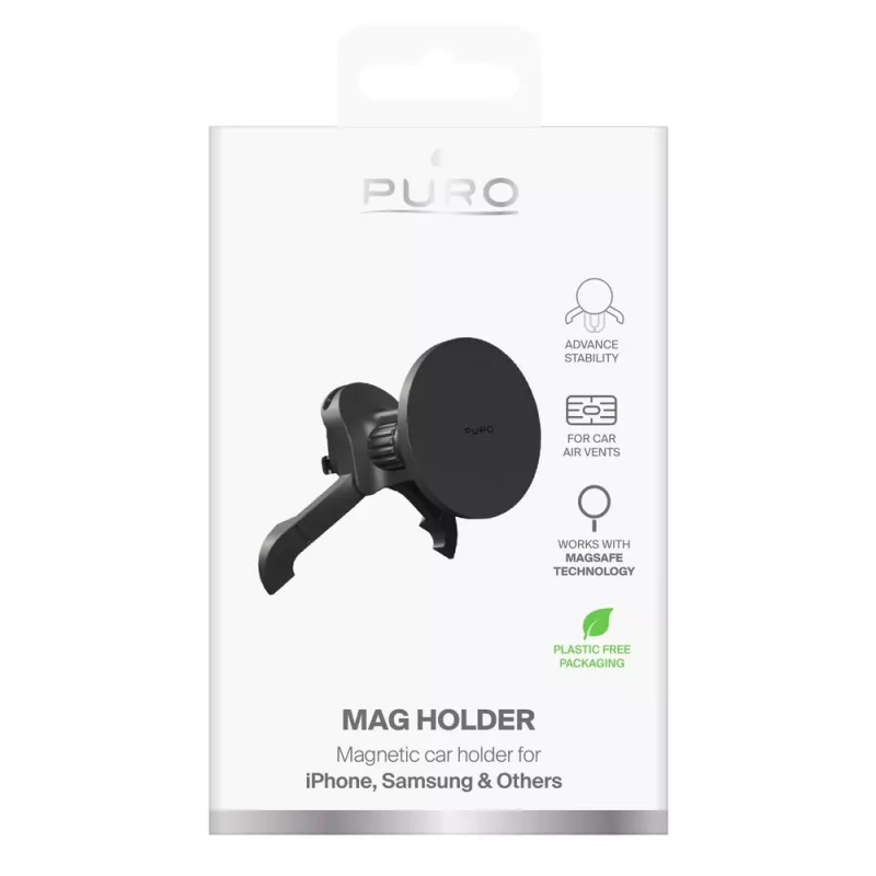 Ρυθμιζόμενη βάση αυτοκινήτου PURO, συμβατή με MagSafe, μαύρη