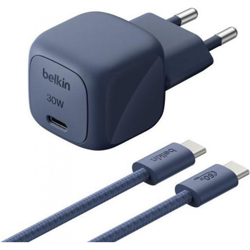 Belkin BoostCharge φορτιστής USB-C PD 30 W με PPS και καλώδιο USB-C 2 m (WCA008KQ2MBL-B6)