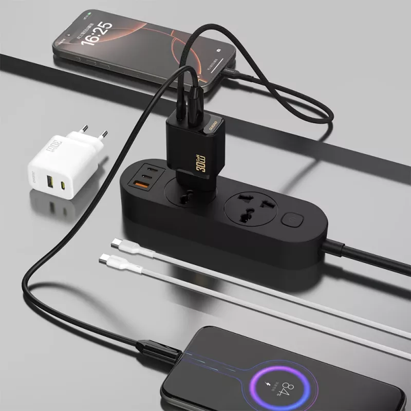 Dudao A27TEU PD 30W GaN επιτοίχιος φορτιστής, USB-A + USB-C, μαύρος