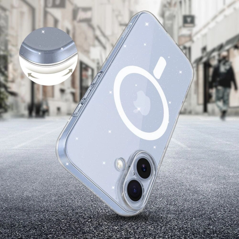 Θήκη Tech-Protect FlexAir MagSafe για Apple iPhone 17, διάφανη με glitter