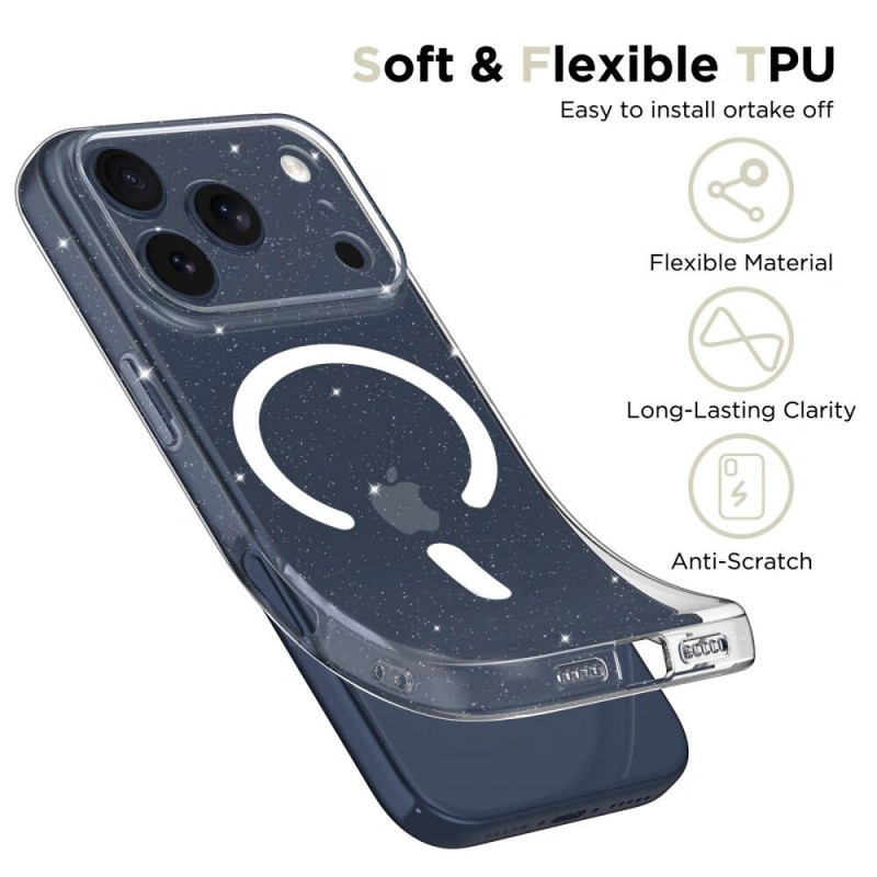 Θήκη Tech-Protect FlexAir MagSafe για Apple iPhone 17 Pro Max, διάφανη με glitter