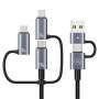 Καλώδιο φόρτισης και δεδομένων 6 σε 1 USAMS Sufeng Series SJ737, 240W, ψηφιακή οθόνη, κράμα αλουμινίου, 1,2 m