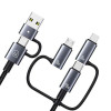 Καλώδιο φόρτισης και δεδομένων 6 σε 1 USAMS Sufeng Series SJ737, 240W, ψηφιακή οθόνη, κράμα αλουμινίου, 1,2 m