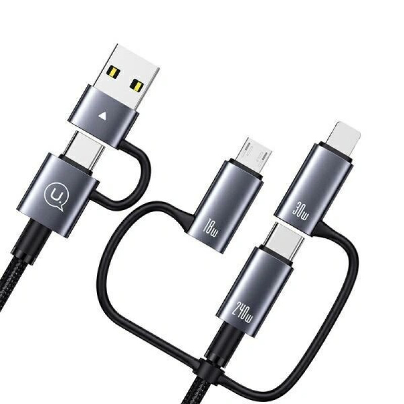 Καλώδιο φόρτισης και δεδομένων 6 σε 1 USAMS Sufeng Series SJ737, 240W, ψηφιακή οθόνη, κράμα αλουμινίου, 1,2 m