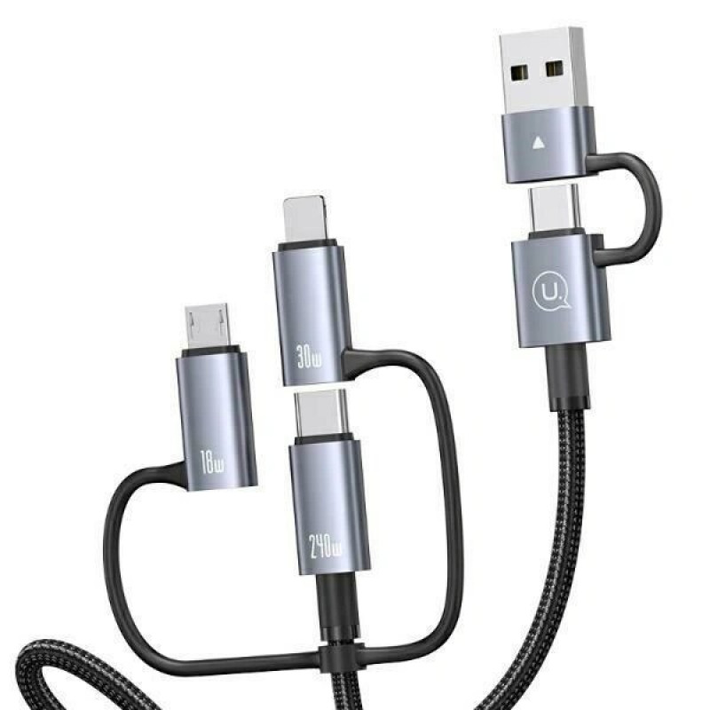 Καλώδιο φόρτισης και δεδομένων 6 σε 1 USAMS Sufeng Series SJ737, 240W, ψηφιακή οθόνη, κράμα αλουμινίου, 1,2 m