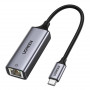 Προσαρμογέας δικτύου Ugreen CM199 USB-C σε RJ45 Gigabit Ethernet, 1000 Mbps, γκρι