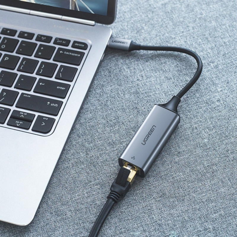 Προσαρμογέας δικτύου Ugreen CM199 USB-C σε RJ45 Gigabit Ethernet, 1000 Mbps, γκρι