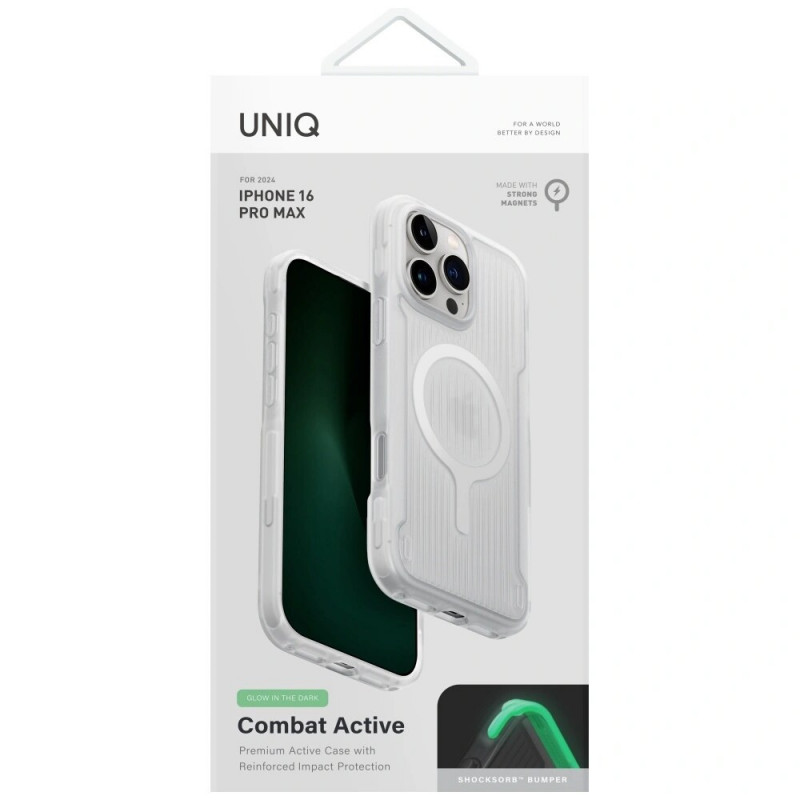 Θήκη UNIQ Combat Active για Apple iPhone 16 Pro Max, Magclick Charging, λευκό lume