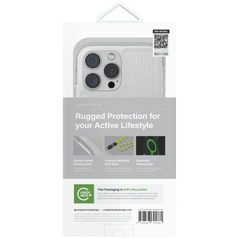 Θήκη UNIQ Combat Active για Apple iPhone 16 Pro Max, Magclick Charging, λευκό lume