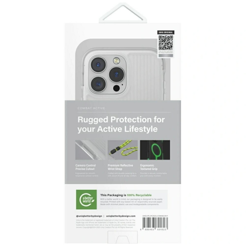 Θήκη UNIQ Combat Active για Apple iPhone 16 Pro, Magclick Charging, λευκό lume