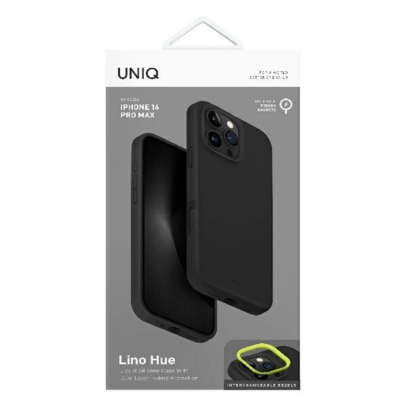 Θήκη UNIQ Lino Hue για Apple iPhone 16 Pro, φόρτιση Magclick, ανθρακί γκρι