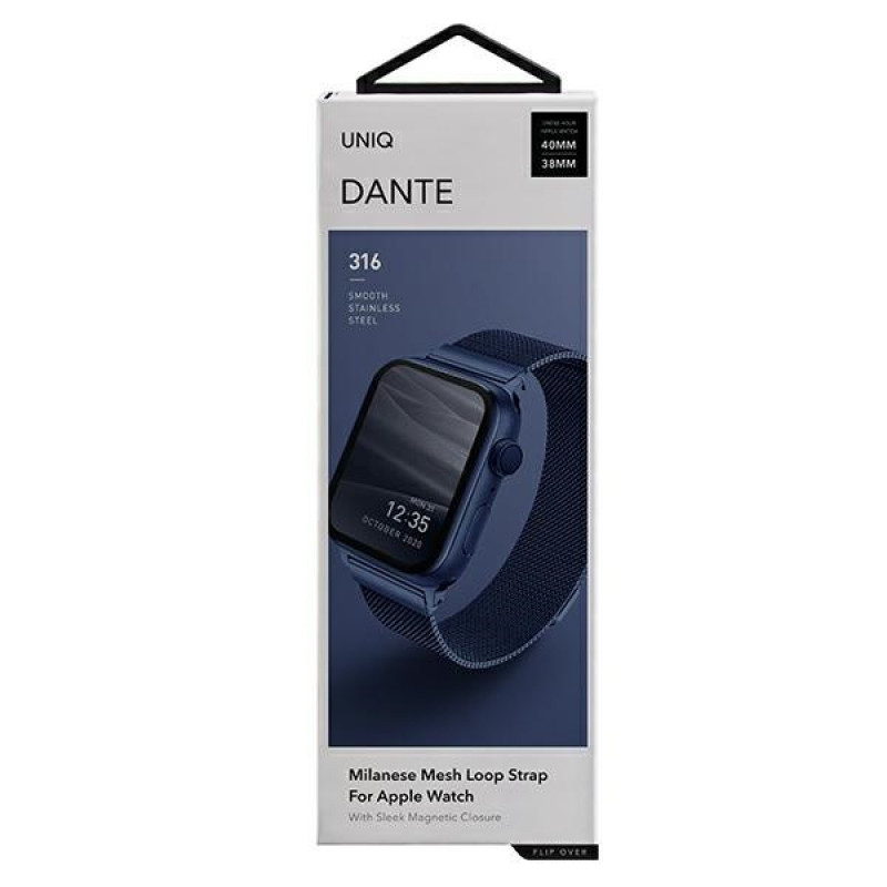 UNIQ Dante ανοξείδωτο λουράκι για Apple Watch 4/5/6/7/SE 40/41 mm, θαλασσί μπλε