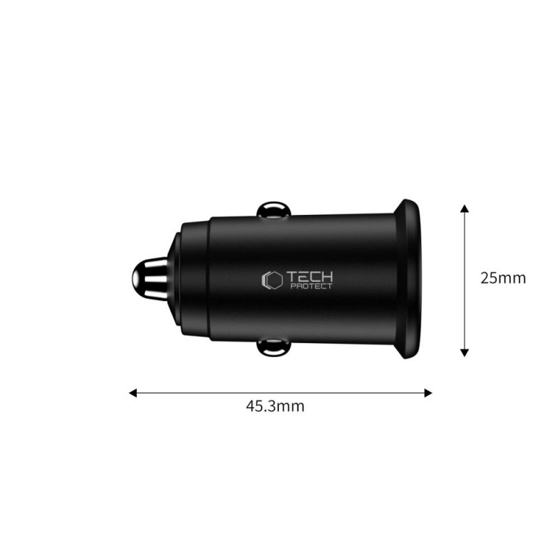 Tech-Protect CC02 Φορτιστής Αυτοκινήτου 2 Θυρών USB-A / USB-C, PD 35W / QC 3.0, Μαύρος (THP4079)