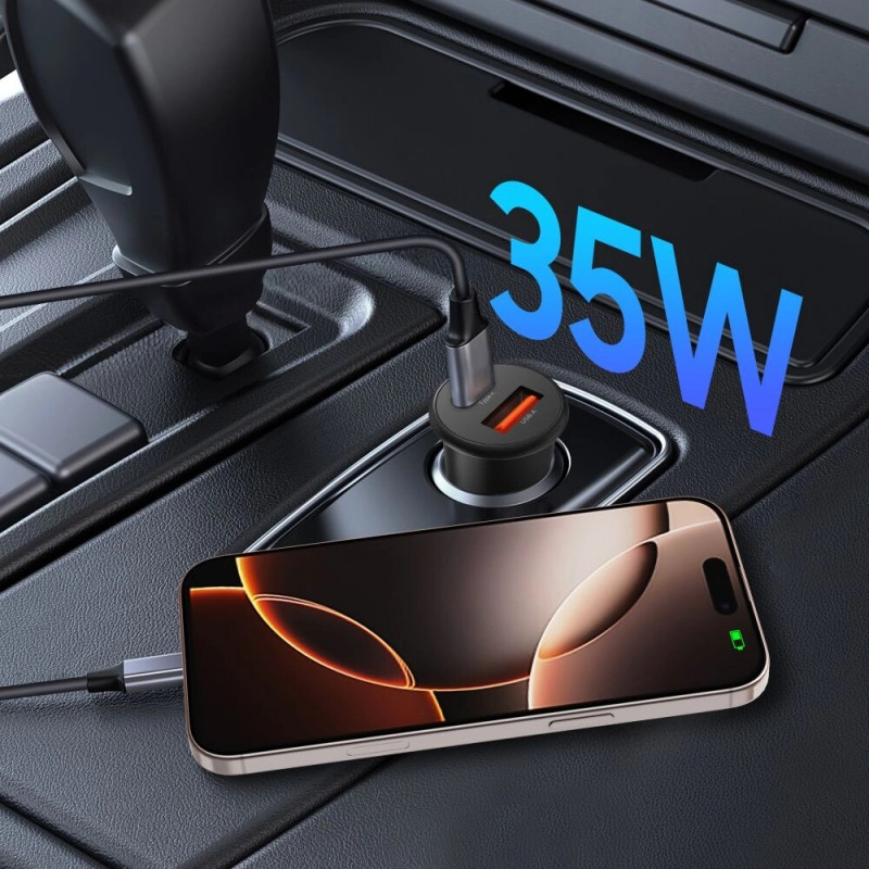 Tech-Protect CC02 Φορτιστής Αυτοκινήτου 2 Θυρών USB-A / USB-C, PD 35W / QC 3.0, Μαύρος (THP4079)