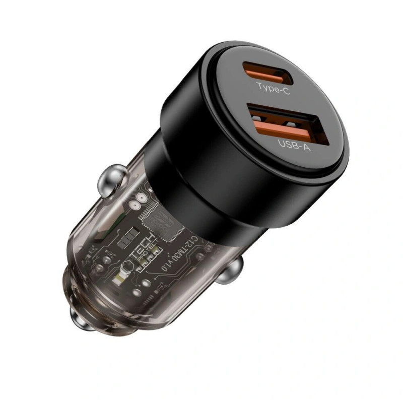 Tech-Protect CC03 Φορτιστής Αυτοκινήτου 2 Θυρών USB-A / USB-C, PD 75W, Μαύρος