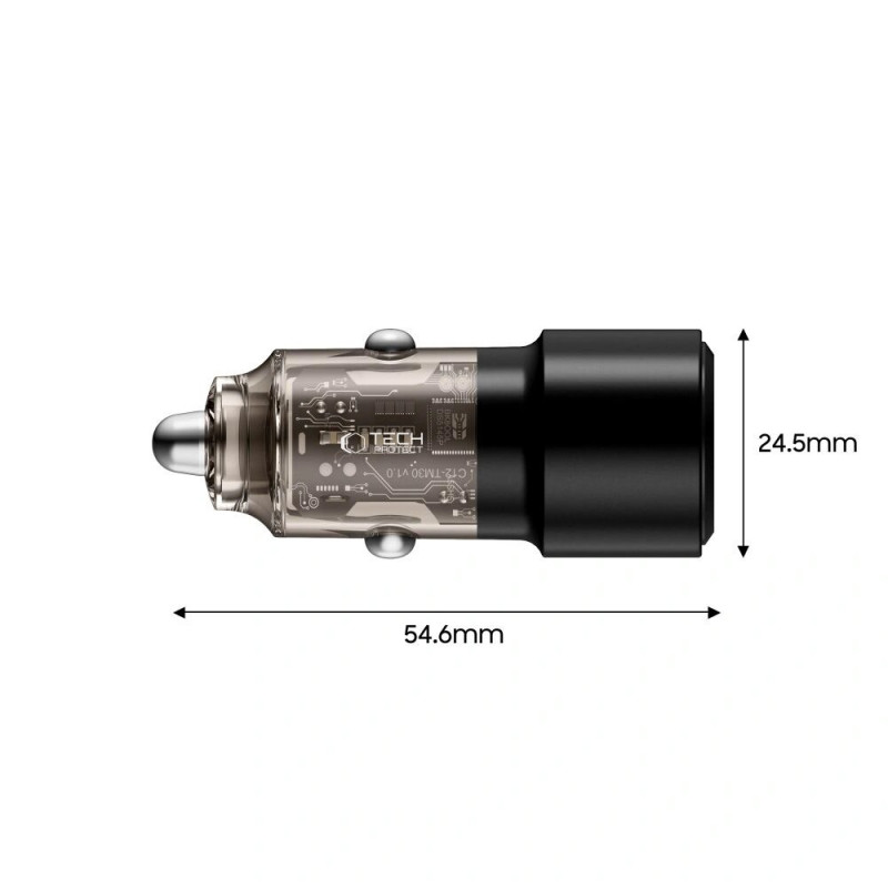 Tech-Protect CC03 Φορτιστής Αυτοκινήτου 2 Θυρών USB-A / USB-C, PD 75W, Μαύρος