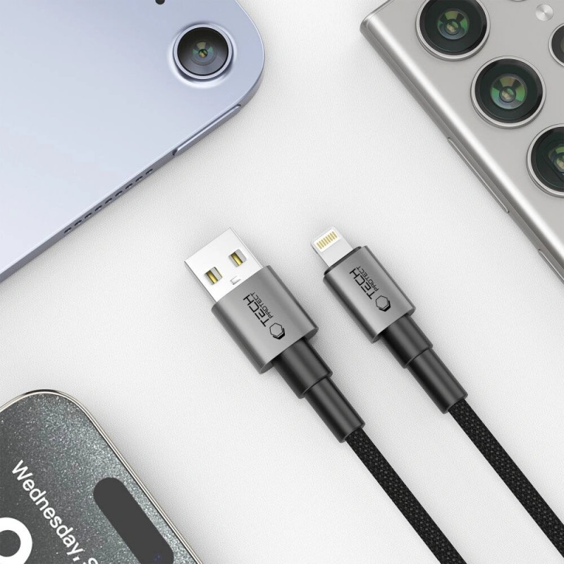 Καλώδιο Tech-Protect Ultraboost DNA USB-A / Lightning, 12W, 2.4A, 25 cm, Iron Grey