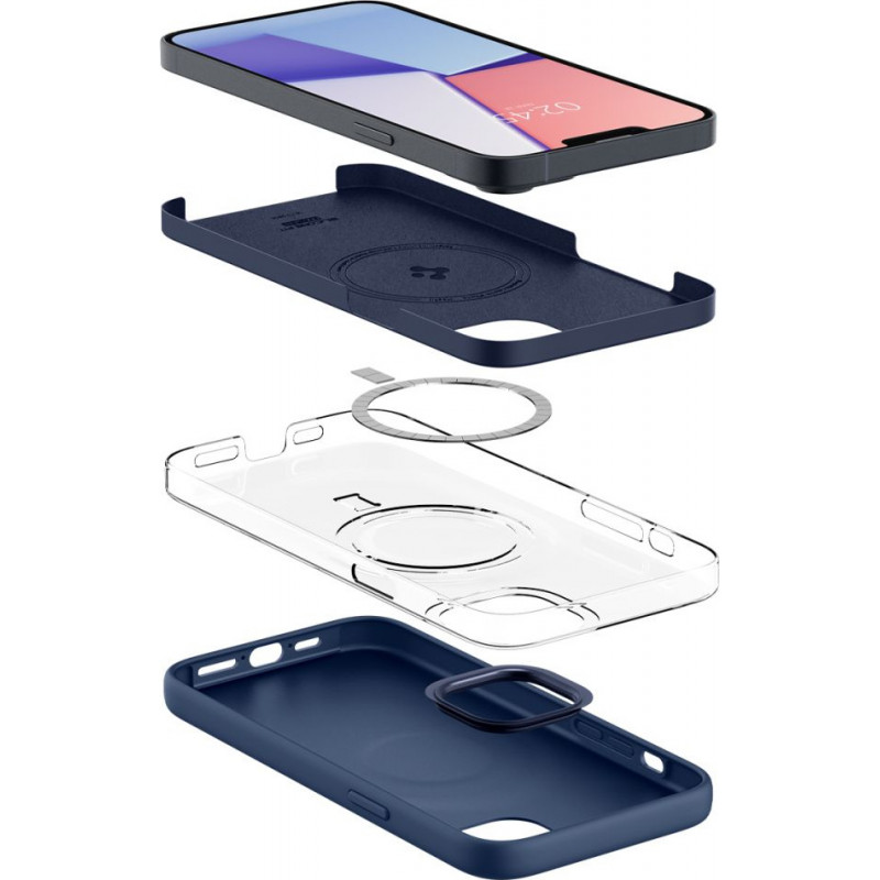 Θήκη MagSafe Spigen Silicone Fit Mag (ACS04921) για Apple iPhone 14 Plus / 15 Plus, Navy Blue