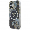Θήκη Guess Glitter Flowers Triangle Buttons MagSafe για Apple iPhone 16, μαύρη