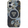 Θήκη Guess Glitter Flowers Triangle Buttons MagSafe για Apple iPhone 16, μαύρη