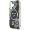 Θήκη Guess Glitter Flowers Triangle Buttons MagSafe για Apple iPhone 16, μαύρη