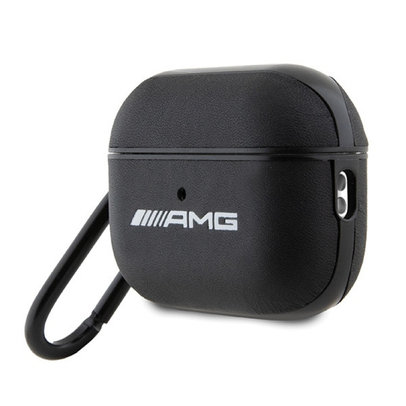 Θήκη Mercedes-AMG AMAP2SLWK Leather Big Logo για Apple AirPods Pro 2 (2022/2023), μαύρη, λευκό λογότυπο