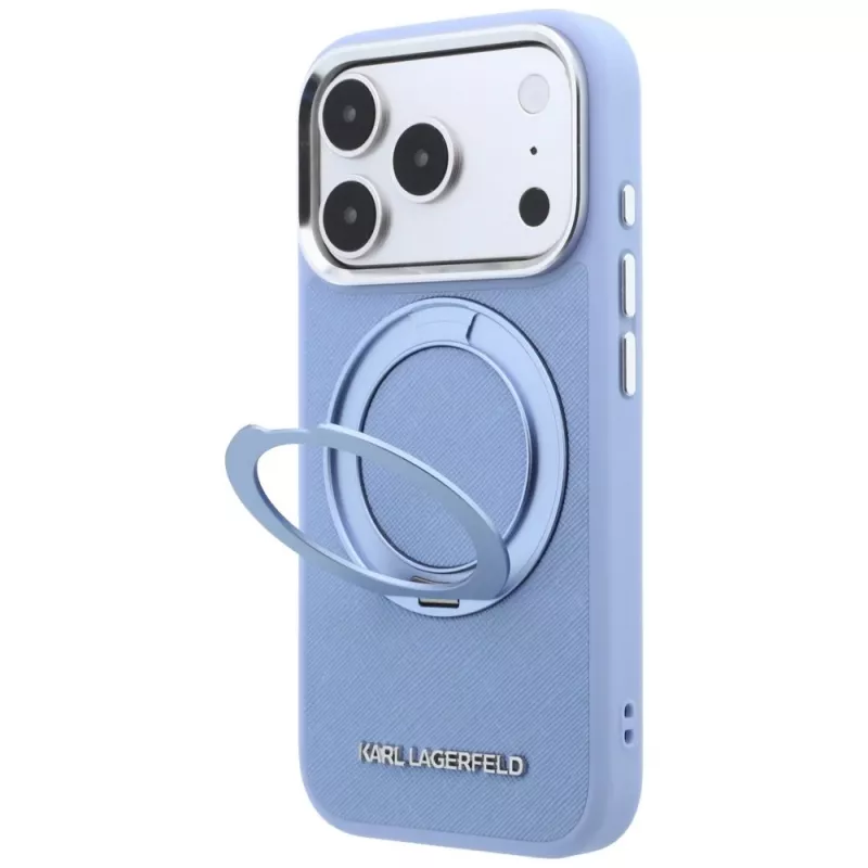 Θήκη Karl Lagerfeld Ring Stand 360 Saffiano Classic Logo MagSafe για Apple iPhone 18 Pro Max / 17 Pro Max, ανοιχτό μπλε (KF003176)