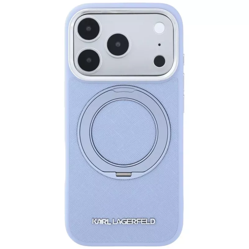 Θήκη Karl Lagerfeld Ring Stand 360 Saffiano Classic Logo MagSafe για Apple iPhone 18 Pro Max / 17 Pro Max, ανοιχτό μπλε (KF003176)