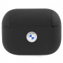 Θήκη BMW BMAP2SSLBK Signature για Apple AirPods Pro 2 (2022/2023), μαύρη, γνήσιο δέρμα, ασημί λογότυπο