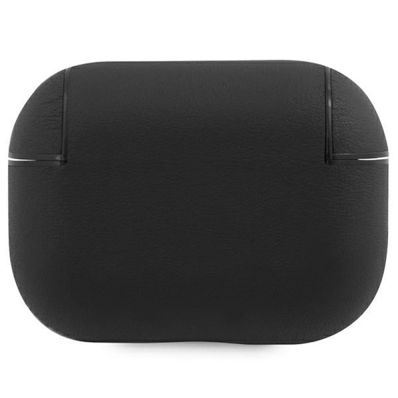 Θήκη BMW BMAP2SSLBK Signature για Apple AirPods Pro 2 (2022/2023), μαύρη, γνήσιο δέρμα, ασημί λογότυπο