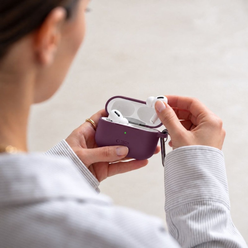 Θήκη φόρτισης Tech-Protect Silicone Hook THP6103 για Apple AirPods Pro 3, Burgundy