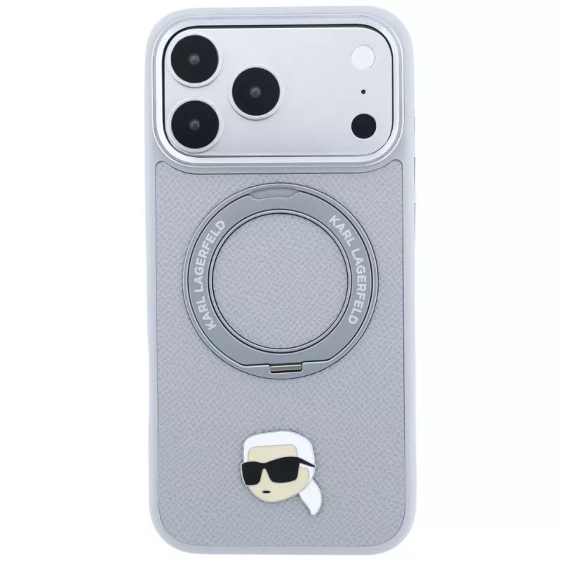 Θήκη Karl Lagerfeld with Ring Stand 360 Karl Head Pin MagSafe για Apple iPhone 18 Pro / 17 Pro, γκρι (KF003235)
