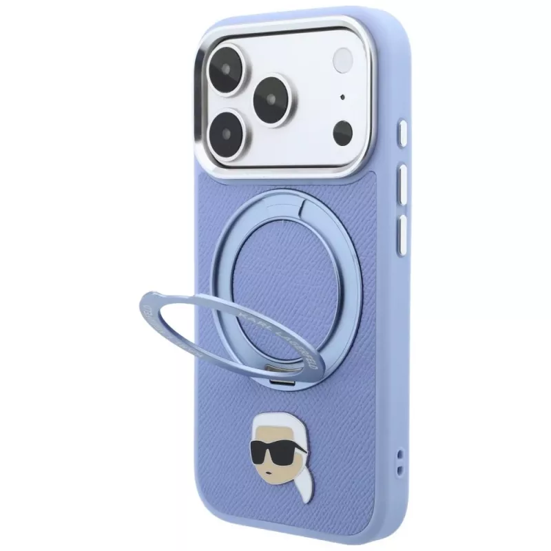 Θήκη Karl Lagerfeld with Ring Stand 360 Karl Head Pin MagSafe για Apple iPhone 18 Pro Max / 17 Pro Max, γαλάζιο (KF003238)