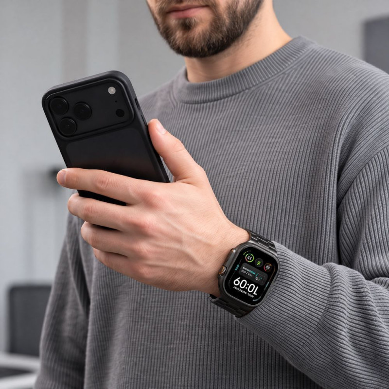 Tech-Protect Stainless THP6099 Apple Watch 8 / 9 / 10 / 11 / 12 / SE / Ultra 44/45/46/49 mm ανοξείδωτο μπρασελέ, μαύρο