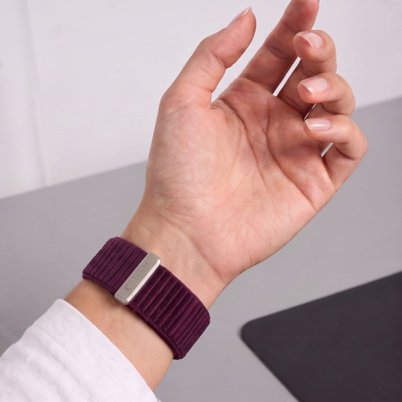 Tech-Protect Nylonloop Apple Watch 8 / 9 / 10 / 11 / 12 / SE / Ultra 44/45/46/49 mm Λουράκι ρολογιού, Deep Burgundy