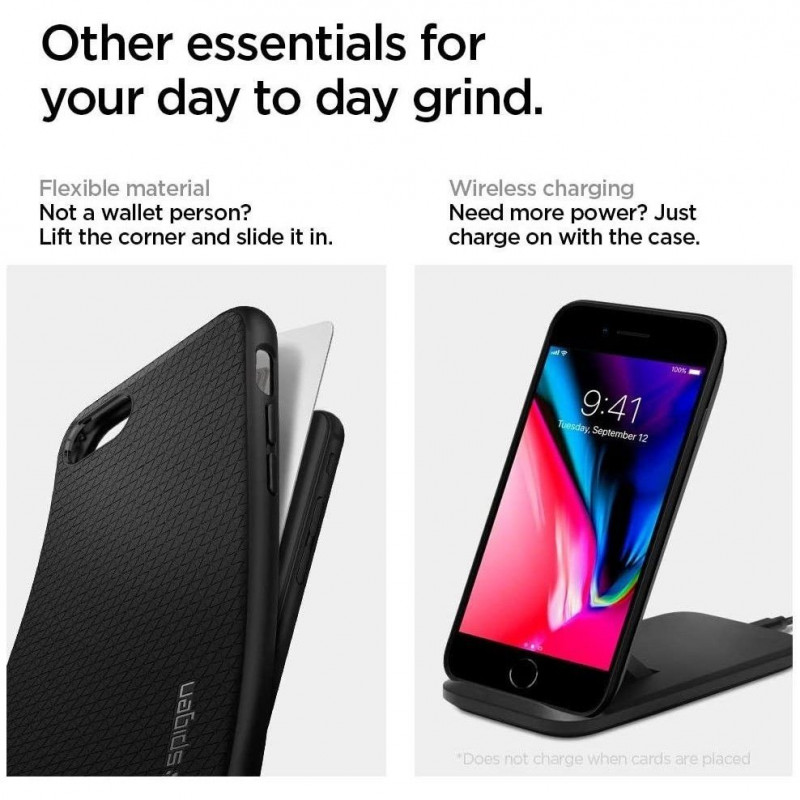 Θήκη Spigen Liquid Air για Apple iPhone SE 2022 / SE 2020 / 8 / 7, μαύρη