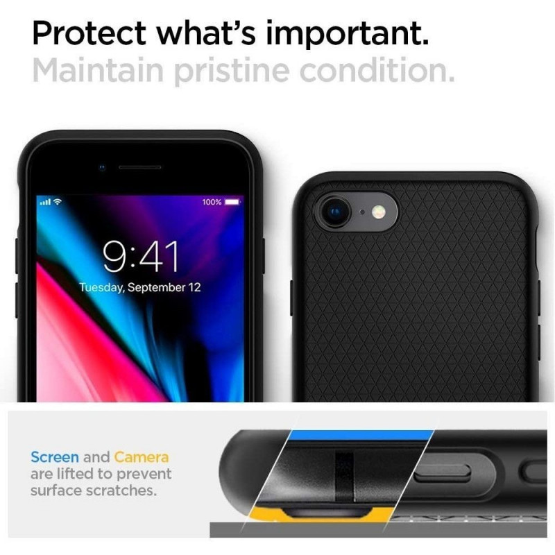 Θήκη Spigen Liquid Air για Apple iPhone SE 2022 / SE 2020 / 8 / 7, μαύρη