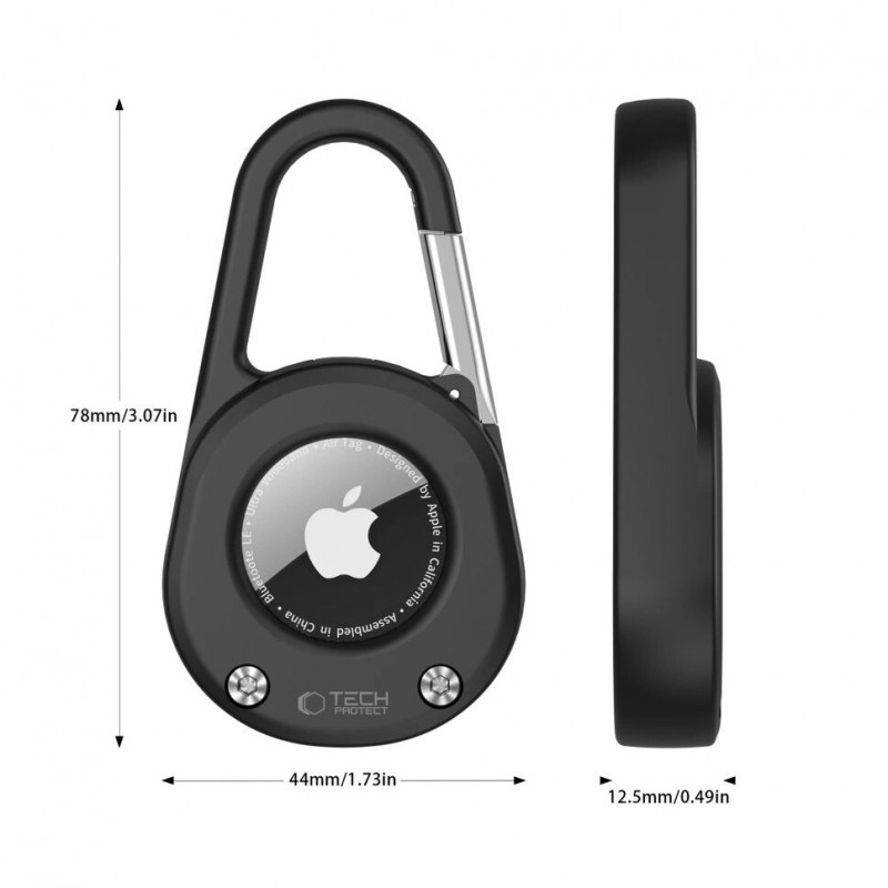 Θήκη μπρελόκ καραμπίνερ Tech-Protect Slidelock για Apple AirTag 1/2, μαύρη