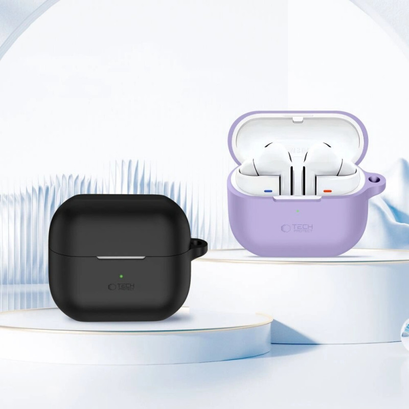 Θήκη Tech-Protect Silicone Hook από σιλικόνη για Samsung Galaxy Buds 3 / 3 FE / 3 Pro, λεβάντα