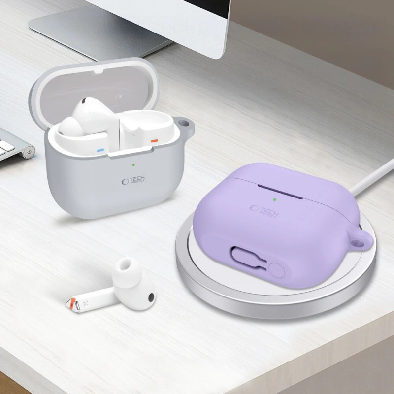 Θήκη Tech-Protect Silicone Hook από σιλικόνη για Samsung Galaxy Buds 3 / 3 FE / 3 Pro, λεβάντα