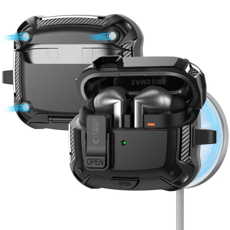 Θήκη Tech-Protect Carbonox MagSafe THP4736 για Samsung Galaxy Buds 3 / 3 FE / 3 Pro, Μαύρη