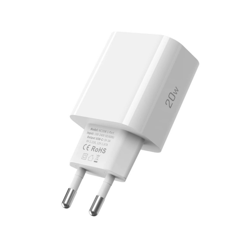 Tech-Protect NC20W Φορτιστής Τοίχου 1 θύρας USB-C PD20W, Λευκό