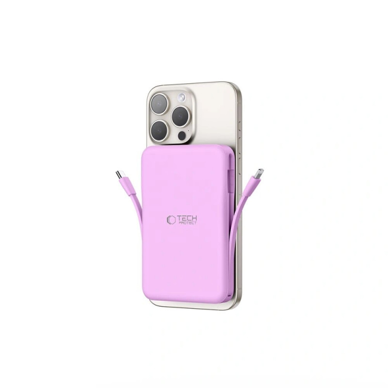 Tech-Protect PB31 LifeMag MagSafe φορητός φορτιστής, 10000 mAh, 15 W, λεβάντα