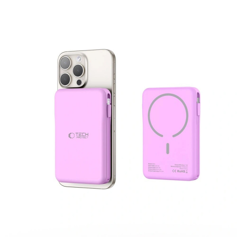 Tech-Protect PB31 LifeMag MagSafe φορητός φορτιστής, 10000 mAh, 15 W, λεβάντα